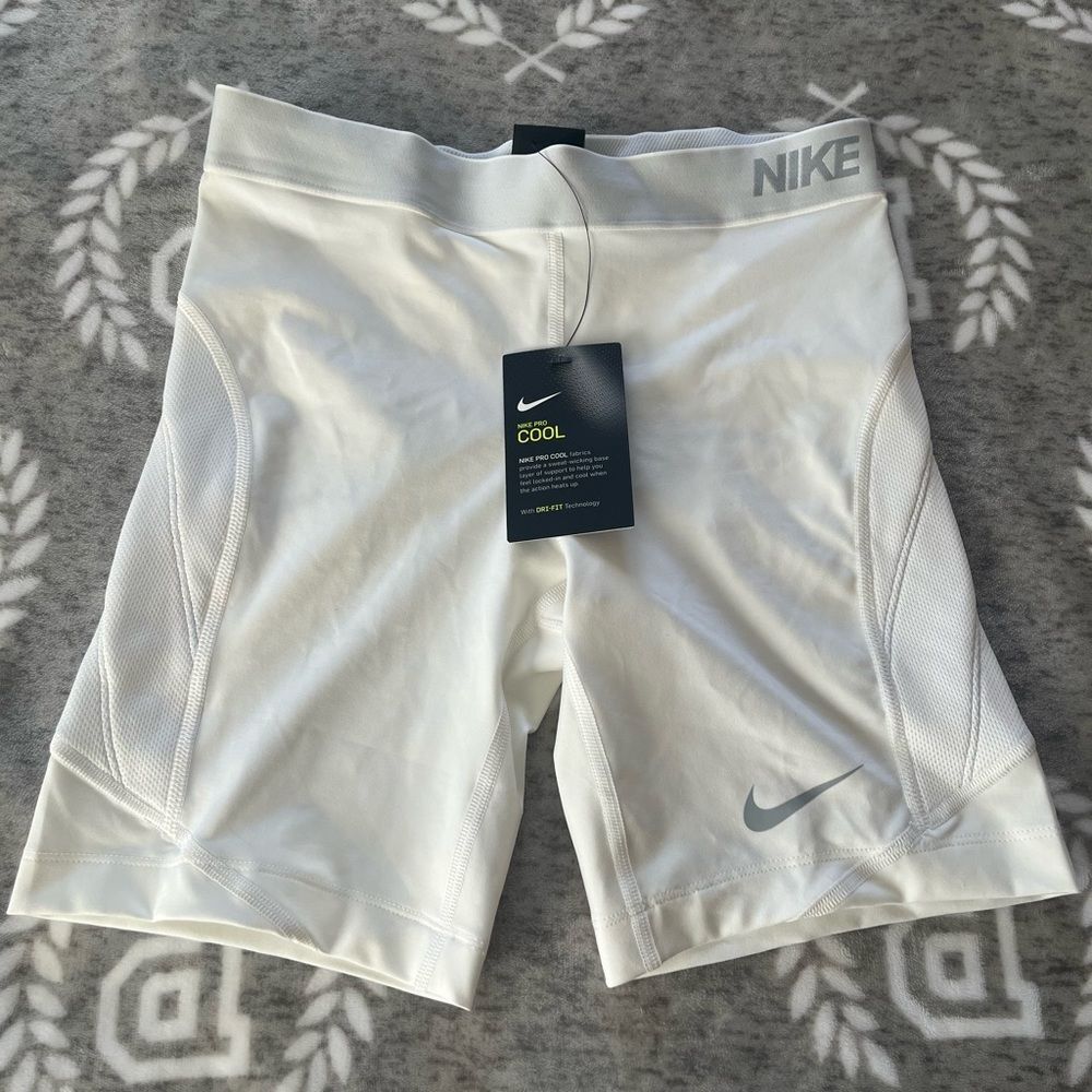Nike Pro Cool Girls XL Compression Shorts‎ White Dri-FIT Mesh 863052-100 NWT